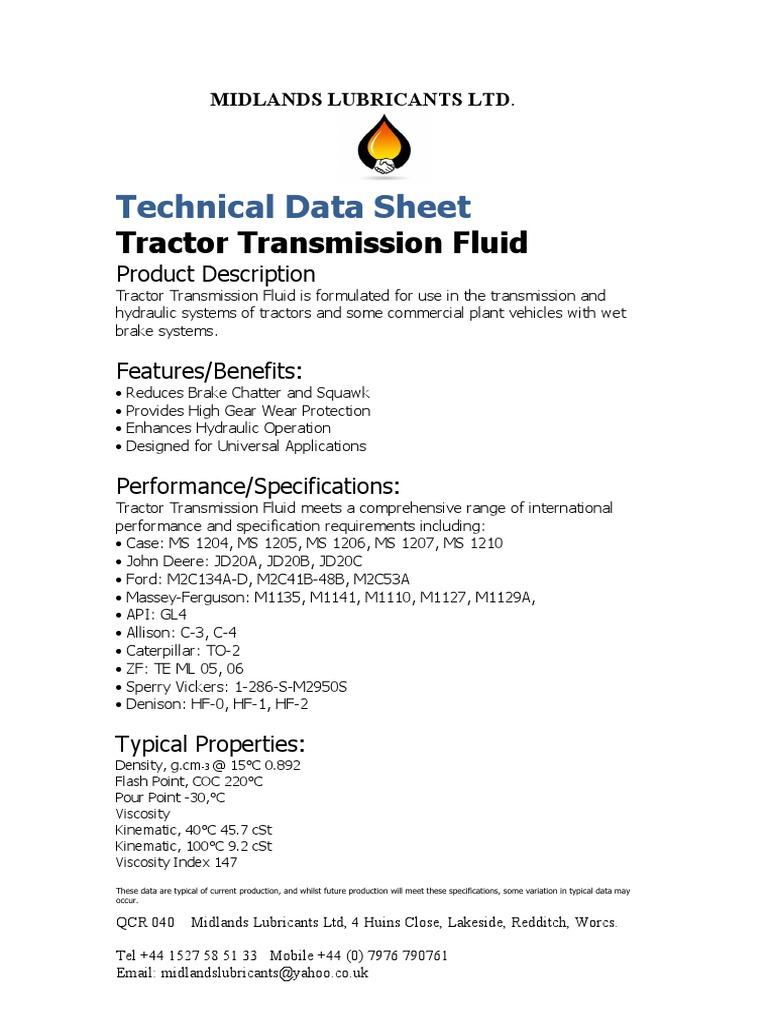 TTF Tractor Transmission Fluid PDF