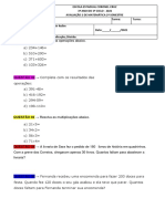 Avaliação de Matemática da Escola Estadual Coronel Cruz