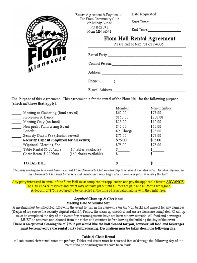 Flom Hall Rental Guide | PDF | Renting | Fee