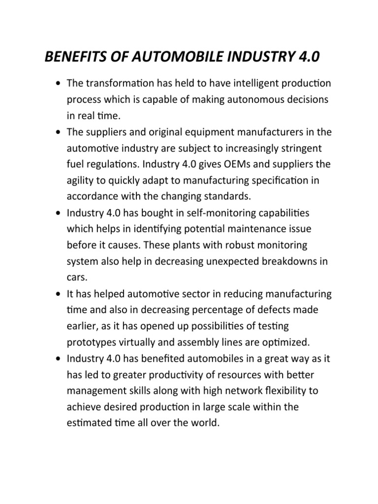 Benefits of Automobile Industry PDF