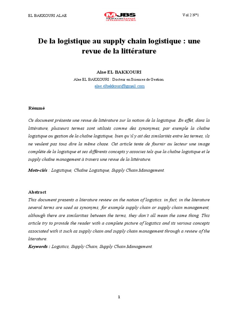 Revue sur logistique et supply chain | PDF | Logistique | Gestion de la ...