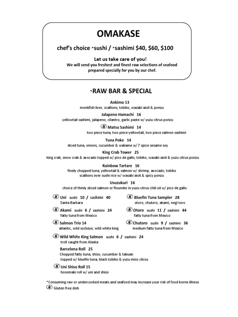 Sushi Menu Highlights and Specials | PDF | Sushi | Cuisine