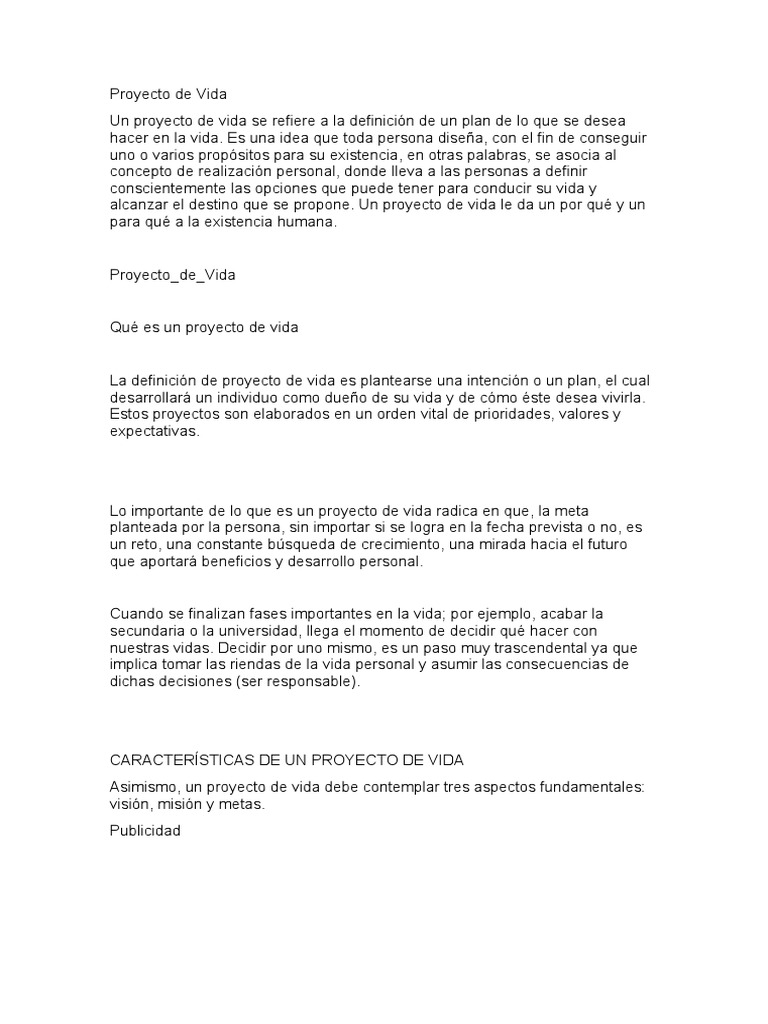 Proyecto de Vida | PDF | Ciencia cognitiva | Conceptos psicologicos