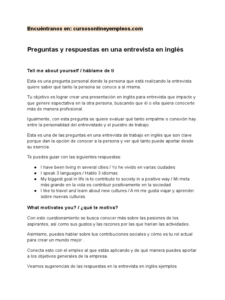 SIMULAR ENTREVISTA EN INGLES intelligence overview