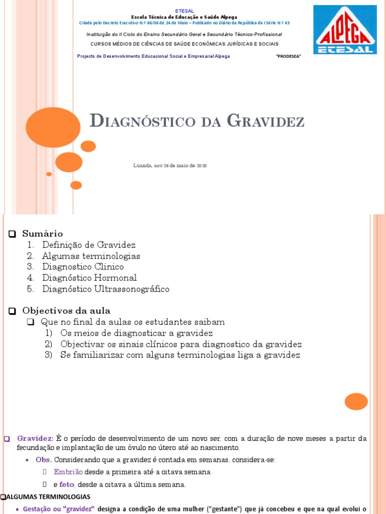 Diagnóstico Da Gravidez Aula | PDF | Gravidez | Reprodução