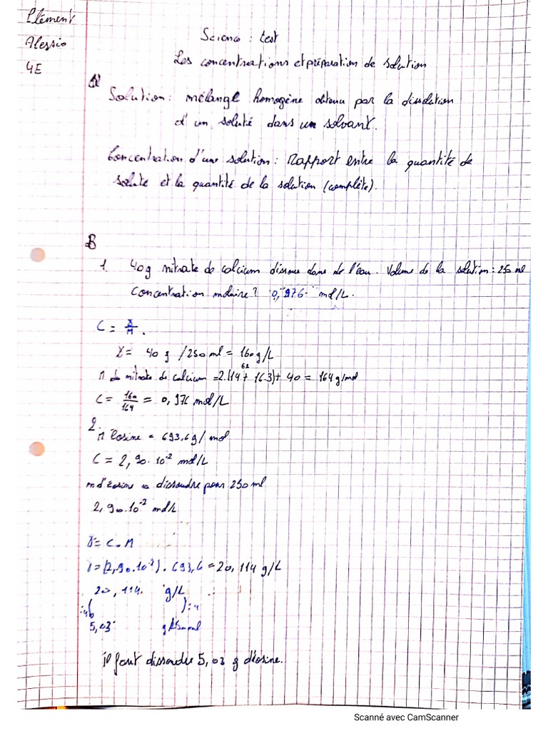 Chimie Ex. Concentration PDF