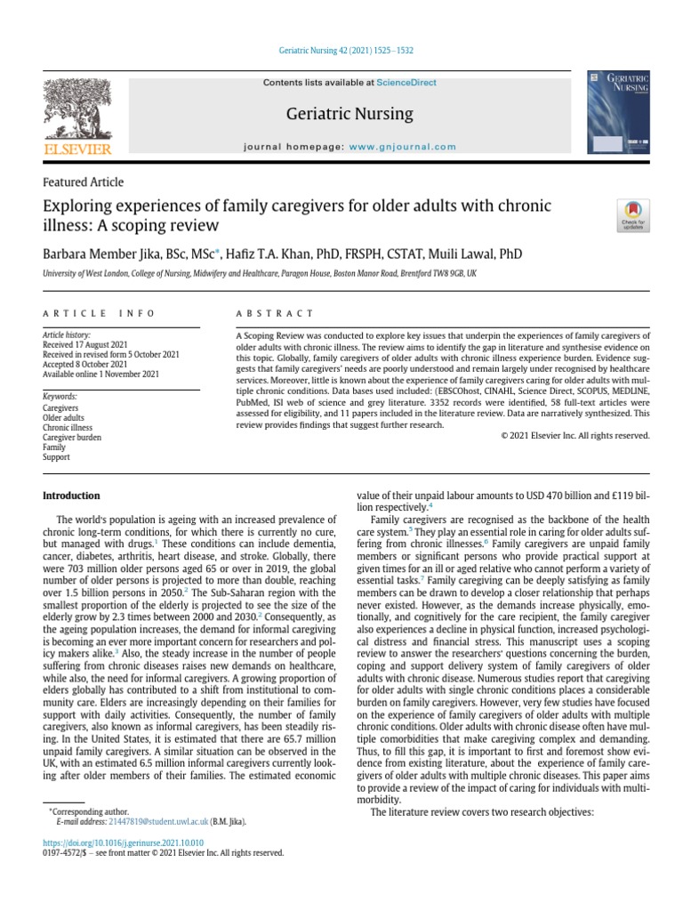 Exploring Experiences of Family Caregivers For Older Adults With ...