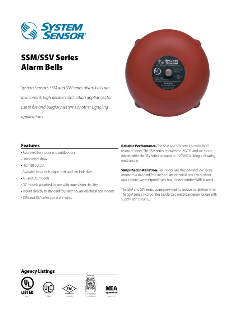 SSM246 Alarm Bells PDF Direct Current Security Alarm