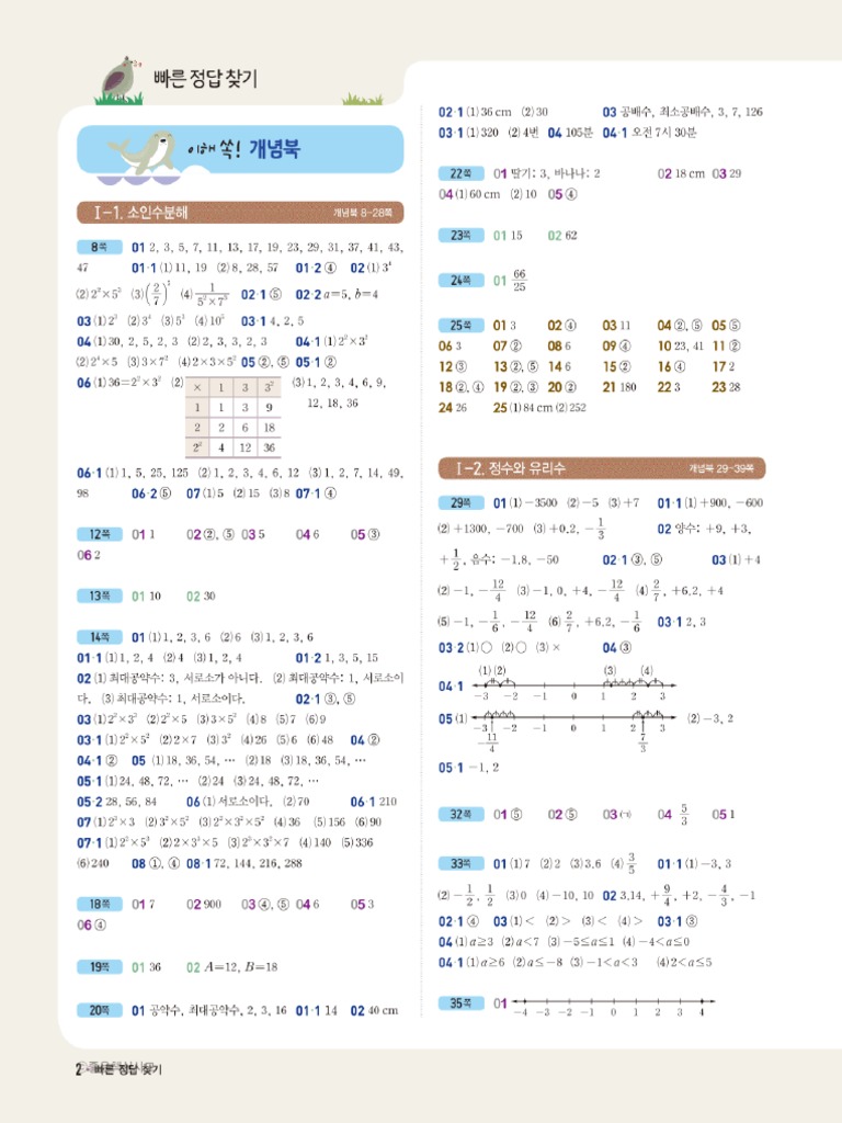 개념쎈, 중등 수학 1-1 | PDF