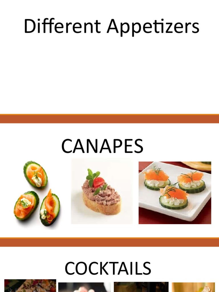 DIFFERENT APPETIZERS and Guidelines in Preparing Appetizers PDF