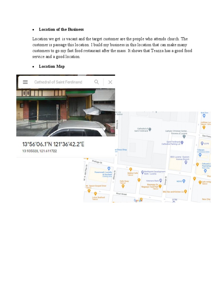Business Location Strategy for Teazza | PDF | Advertising | Fast Food