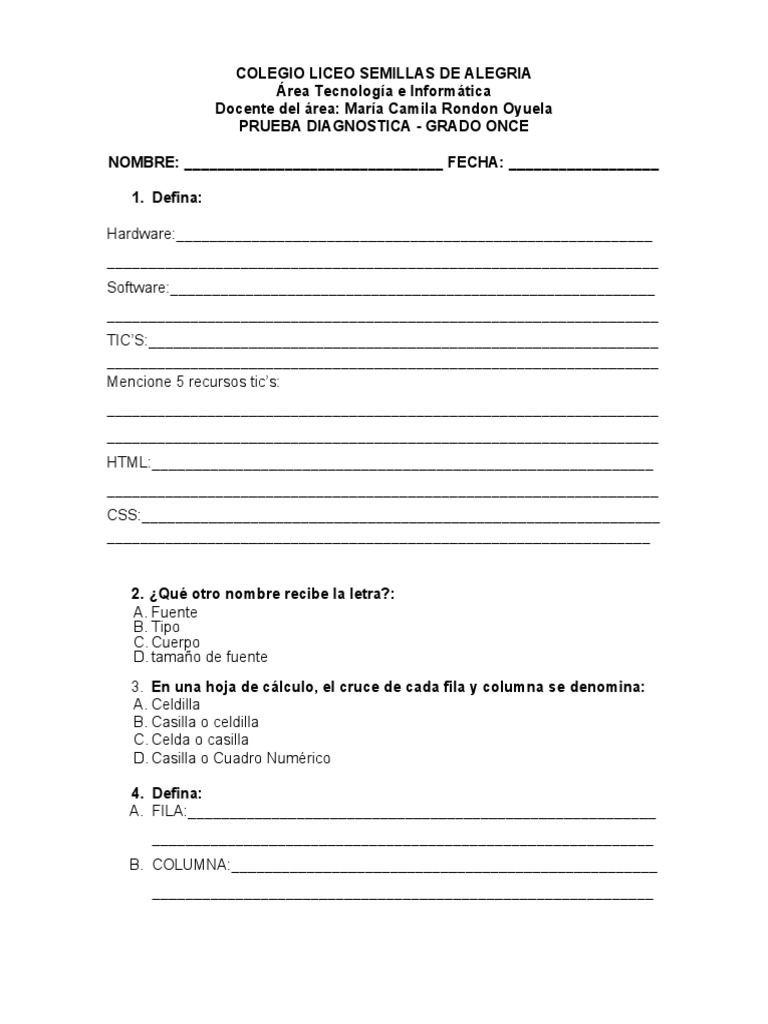 Diagnostico 11 pdf microsoft excel hoja de c lculo