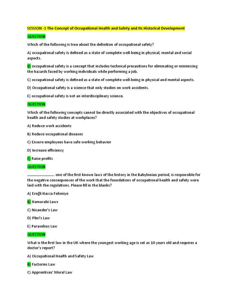 Occupational Health & Safety Exam Guide | PDF | Occupational Safety And ...