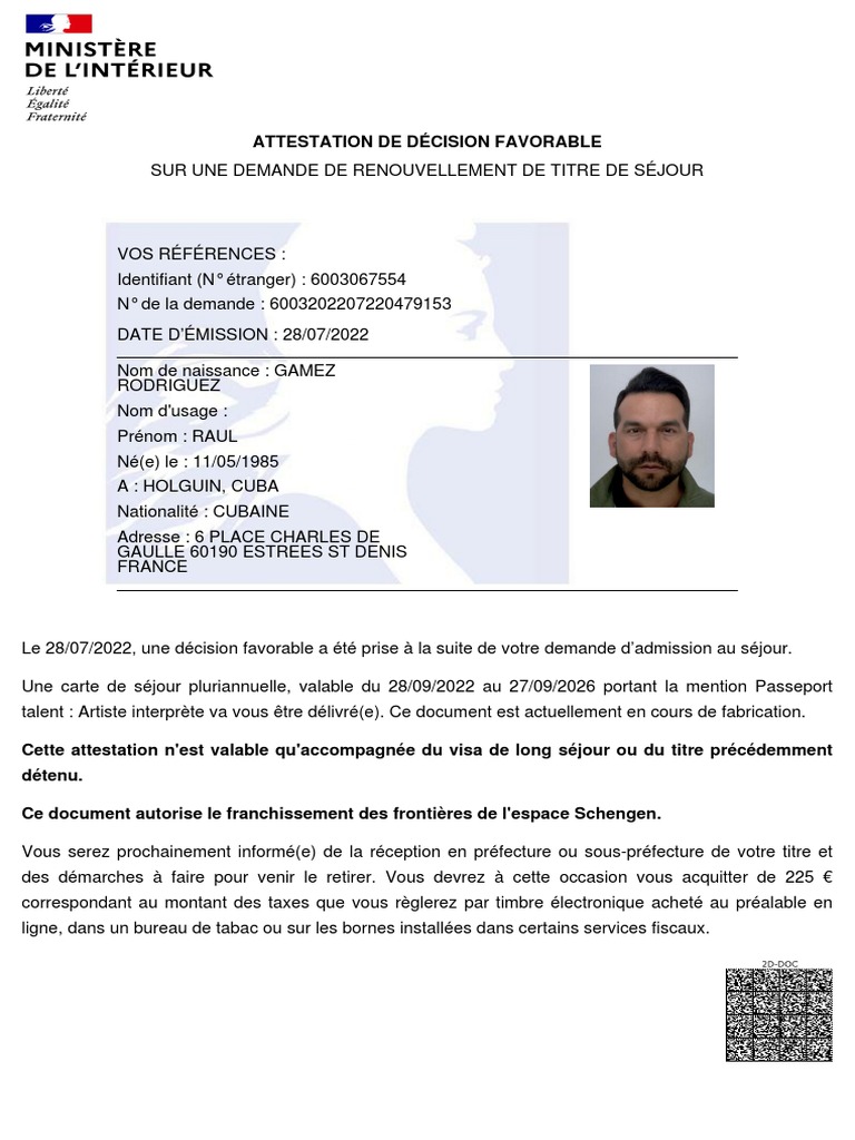 Attestation Decision Favorable 28-07-2022 | PDF | Droit