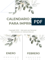Calendario 2022 Imprimir Media Pagina VidaImprimible