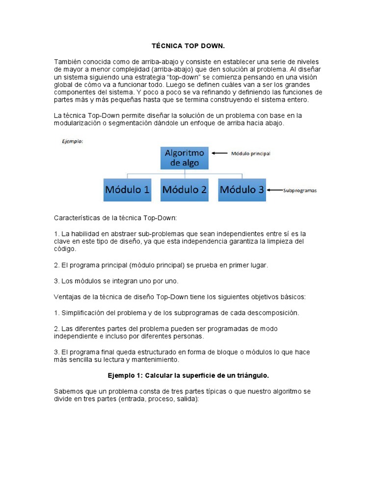 Técnica Top Down y Bottom Up PDF Diseño de arriba hacia abajo y de