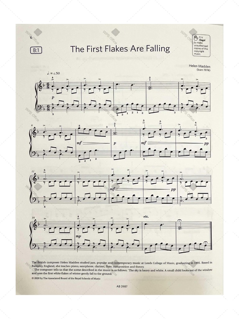 ABRSM - Grade2 - B1 - The First Flakes Are Falling | PDF