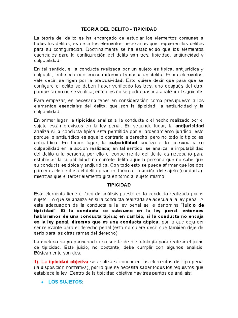 Teoria Del Delito | PDF | Intención (Derecho Penal) | Derecho penal