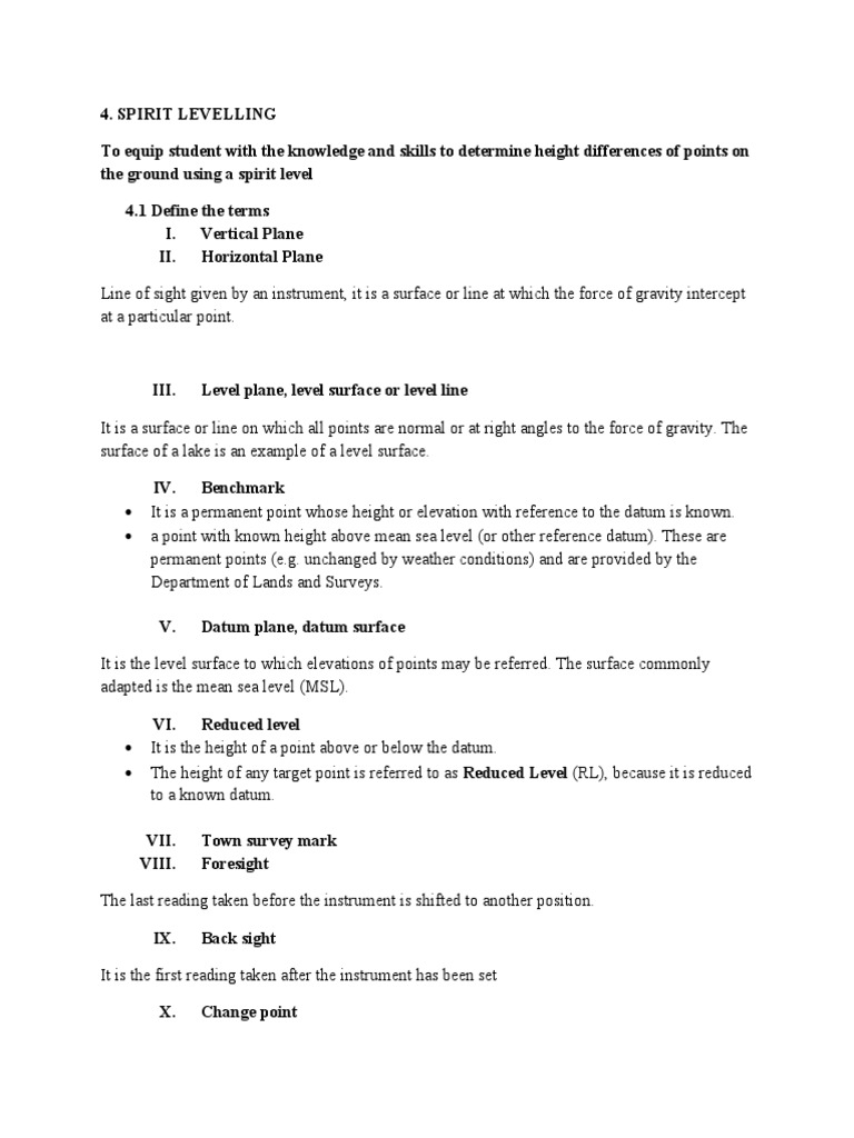 Spirit Levelling | PDF | Contour Line | Metrology