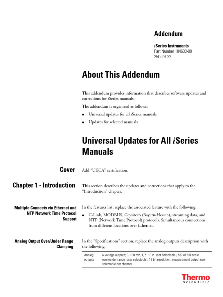 Iseries Instruments Addendum | PDF | Electrical Connector | Printed ...