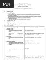 A Detailed Lesson Plan For Mathematics Grade 10