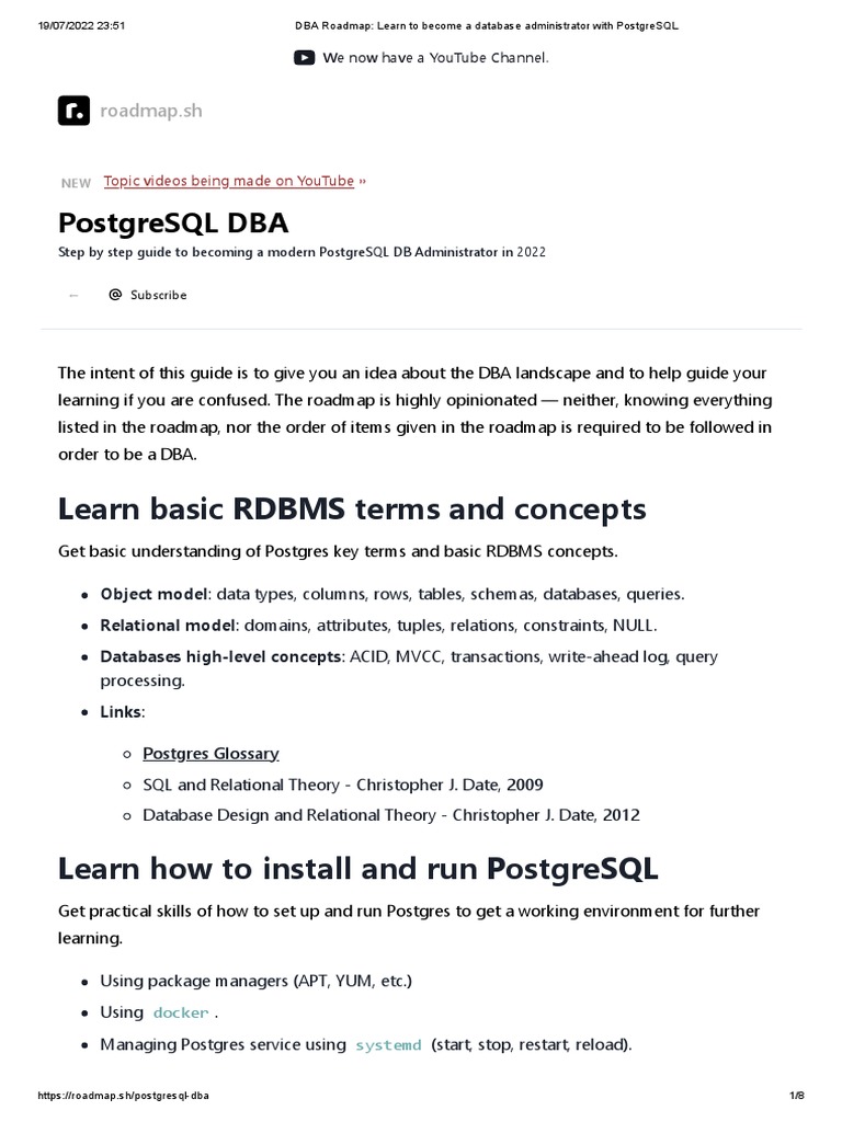 Postgresql Dba: Learn Basic Rdbms Terms and Concepts | PDF | Postgre ...