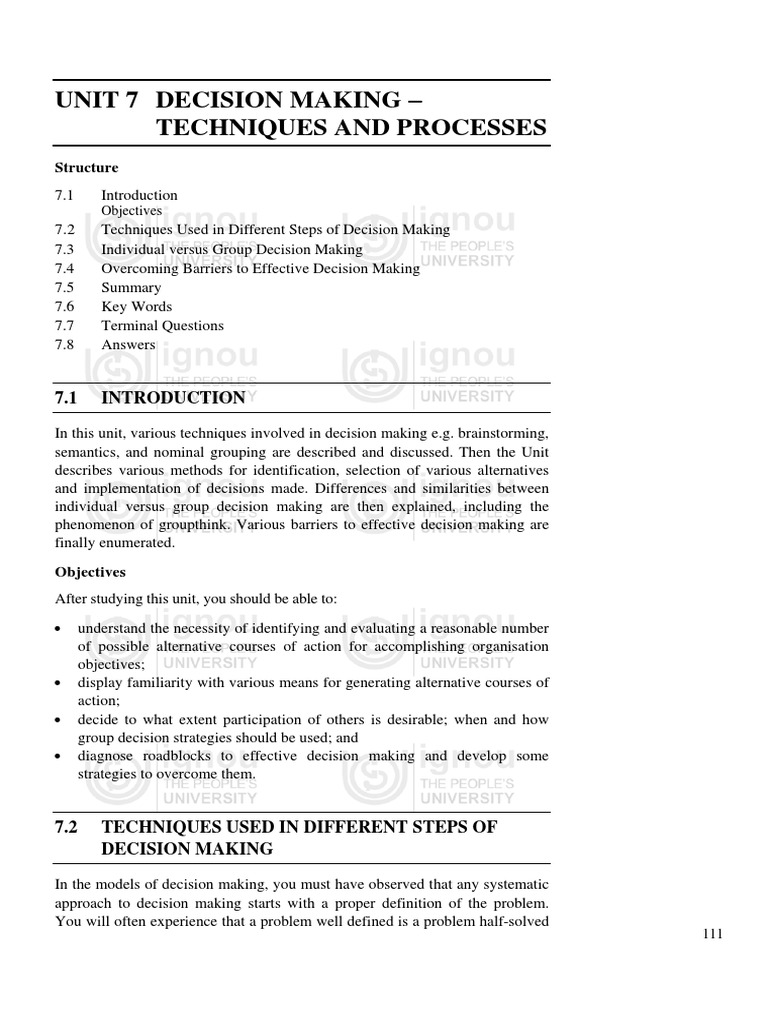 Brainstorming Techniques in Decision Making | PDF | Brainstorming ...