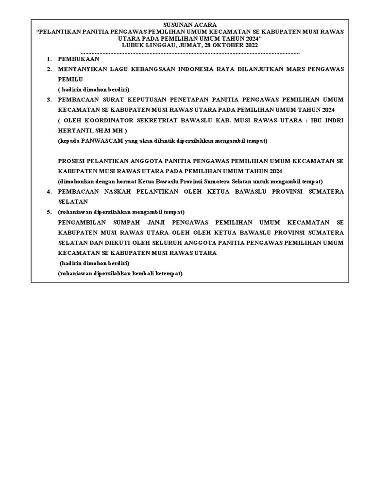Susunan Acara Mc Pelantikan Pdf