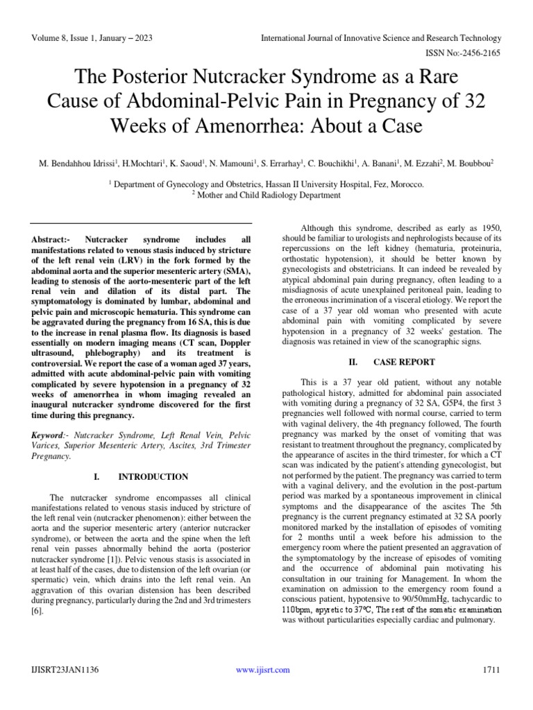 The Posterior Nutcracker Syndrome As A Rare Cause of AbdominalPelvic