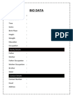 Bio Data Profile Template