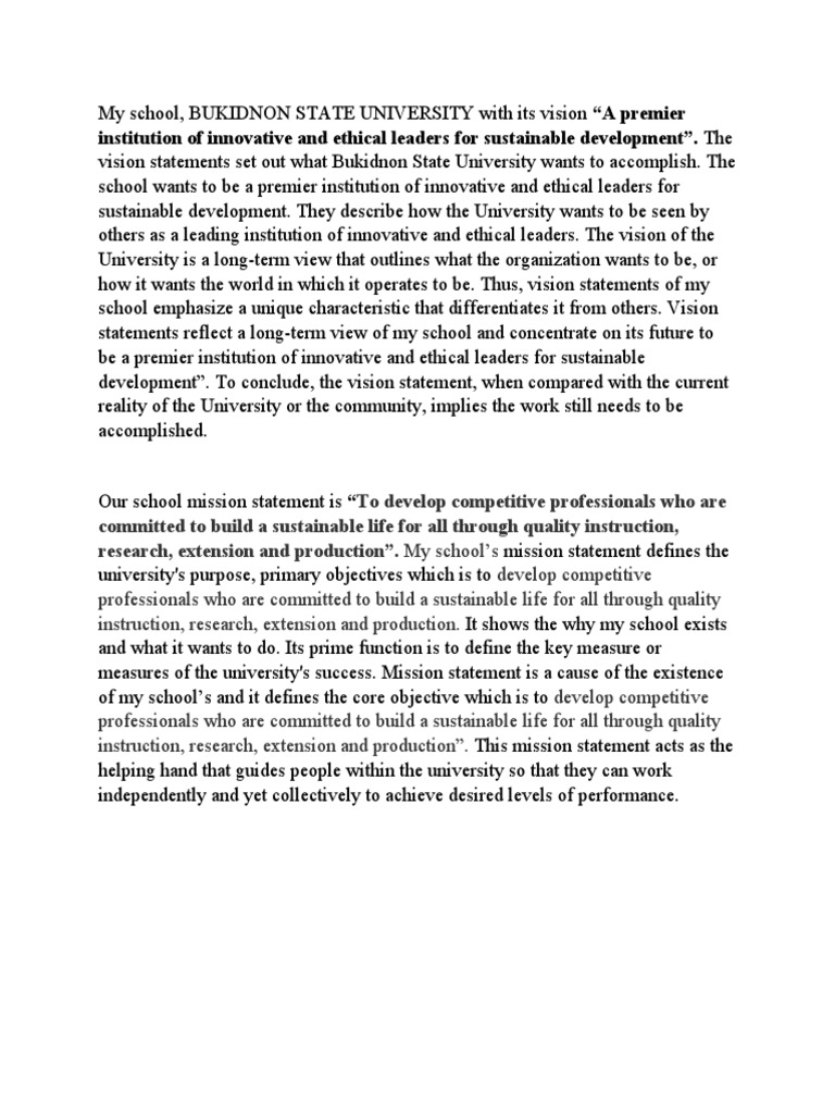 Vision And Mission Statement Pdf