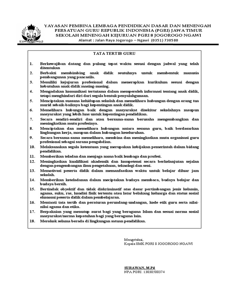 Tata Tertib Guru Indonesia PDF