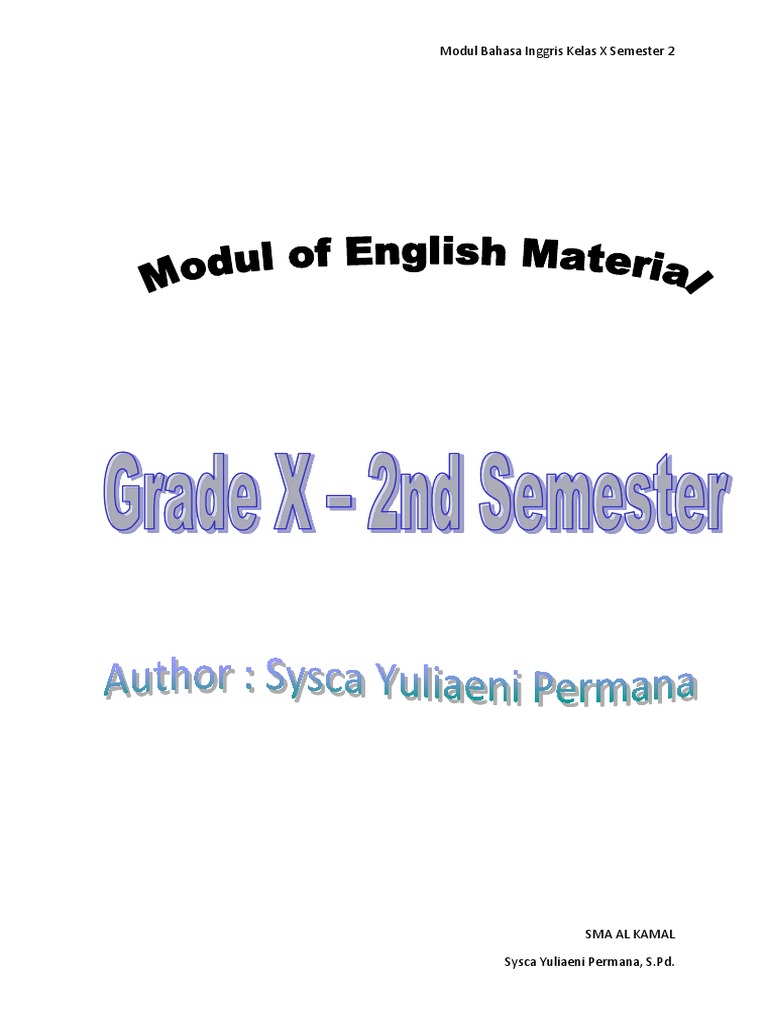 Modul Bahasa Inggris Semester 2 Kelas X Pdf Question Adjective