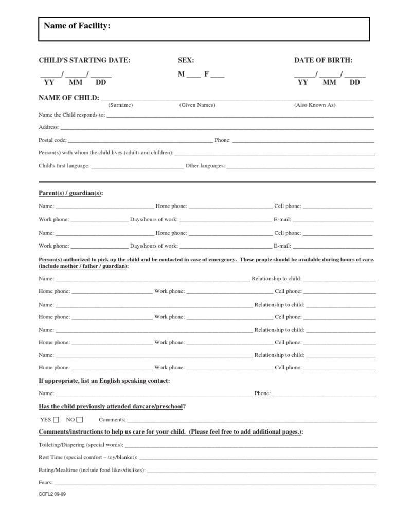 Child Enrollment and Health Form | PDF | Day Care | Health Care