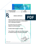 Nephrology Medical Certificate for Utility Engineer