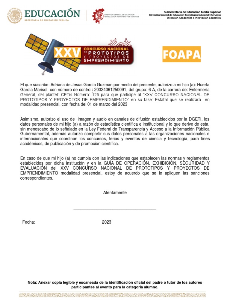 Autorización para Concurso de Prototipos | PDF | Ciencias sociales