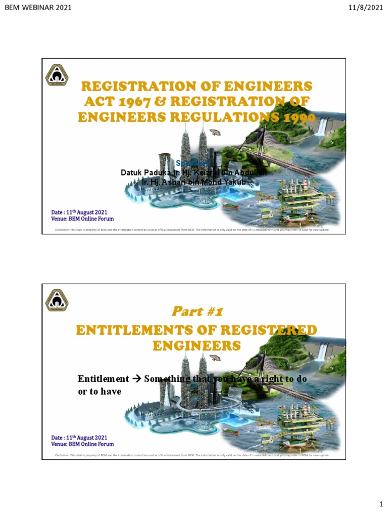 BEM inar 2021 Series 9. REGISTRATION OF ENGINEERS ACT 1967