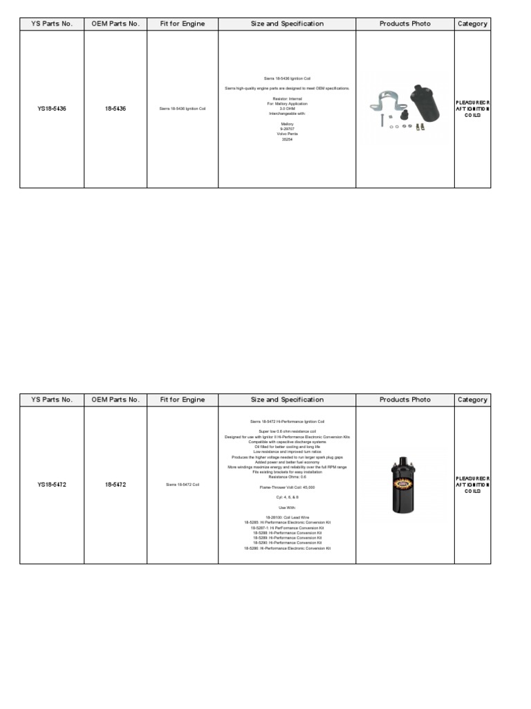 Pleasurecraft Ignition Coils PDF Ignition System Electrical