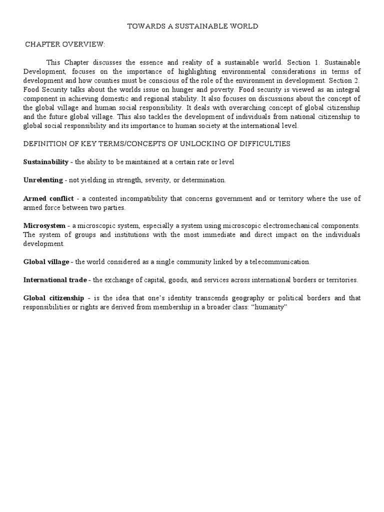 Towards A Sustainable World Pdf Food Security Sustainability