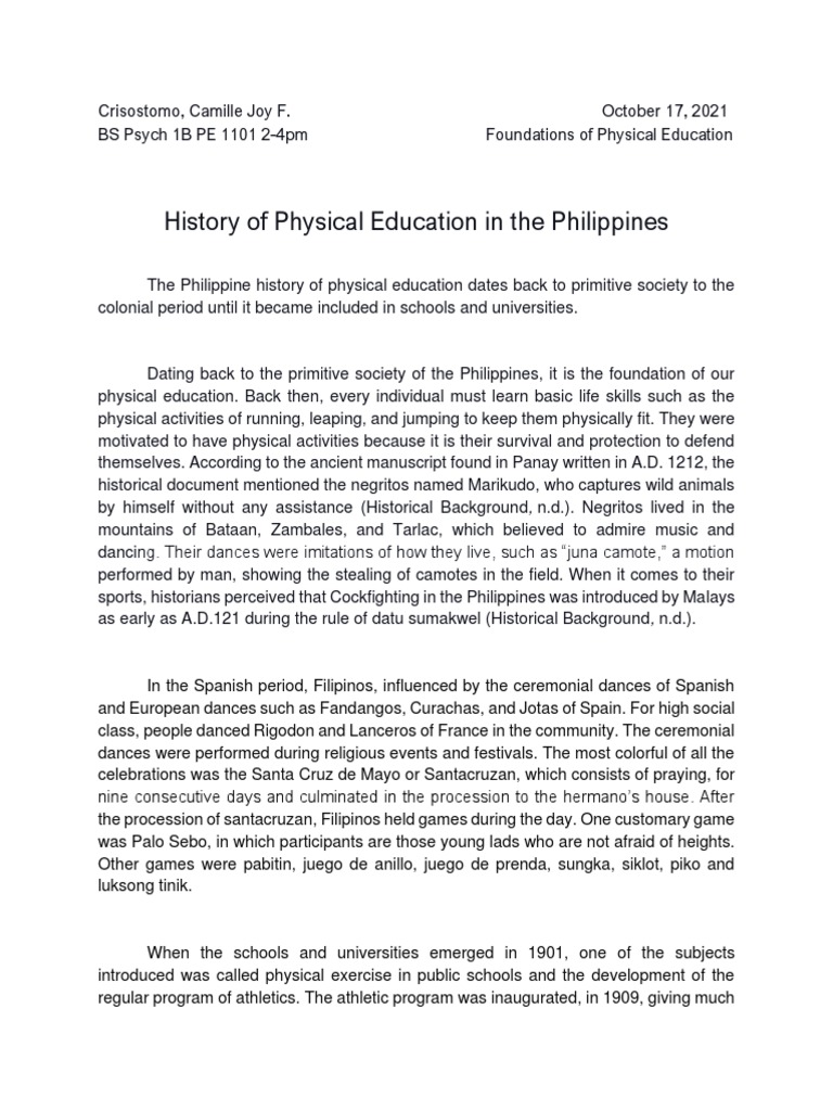 History of Physical Education in the Philippines | PDF | Physical Education