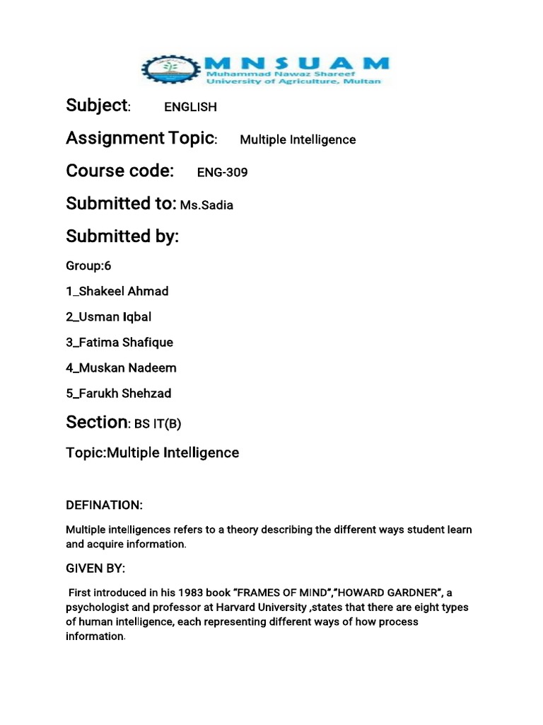 Understanding Multiple Intelligences | PDF | Intelligence | Cognition