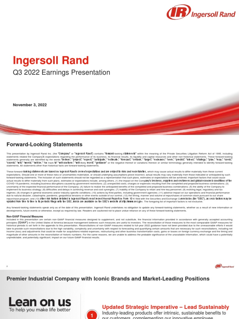 Ingersoll Rand 3Q22 Earnings Presentation Final Download Free PDF