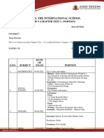 Grade 9 Chapter Test 2 Schedule