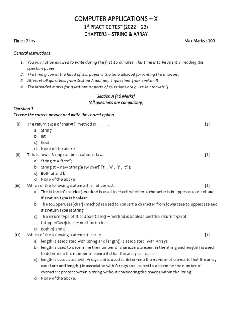 Computer Applications Practice Test | PDF | String (Computer Science ...