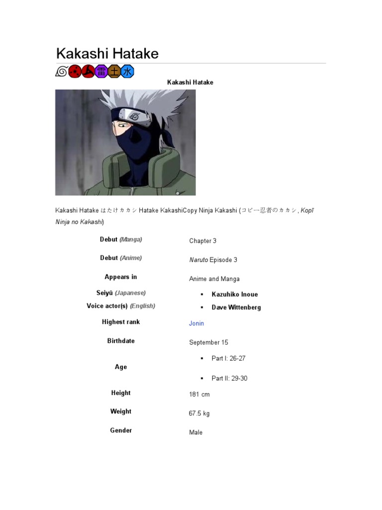 NRTKakashi Hatake PDF Media Franchises Elements Of Fiction