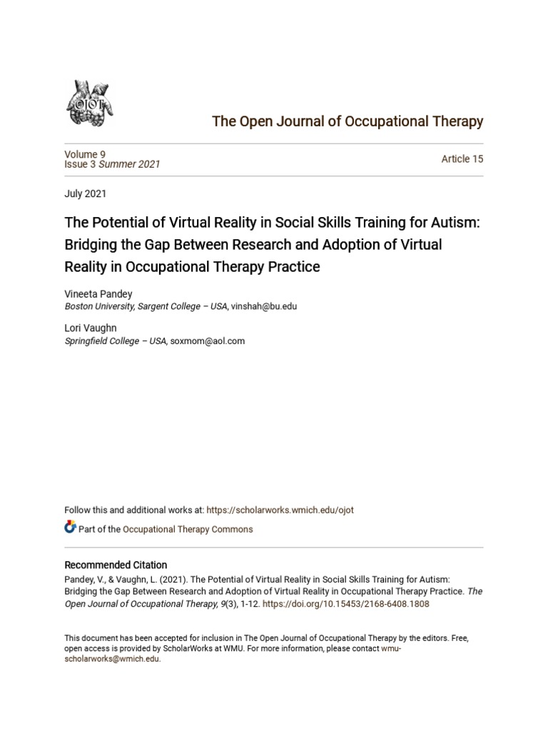 Virtual Reality For Social Skills Training in Autism | PDF | Virtual ...