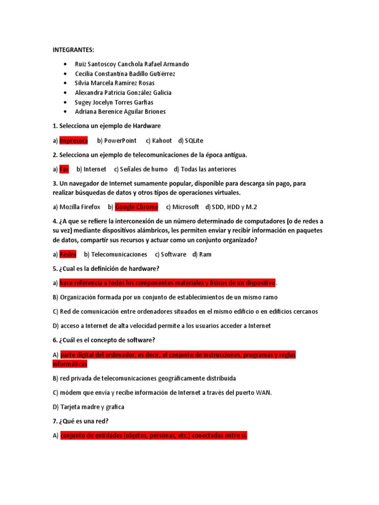 Ejercicio Examen | PDF | Hardware de la computadora | Periférico