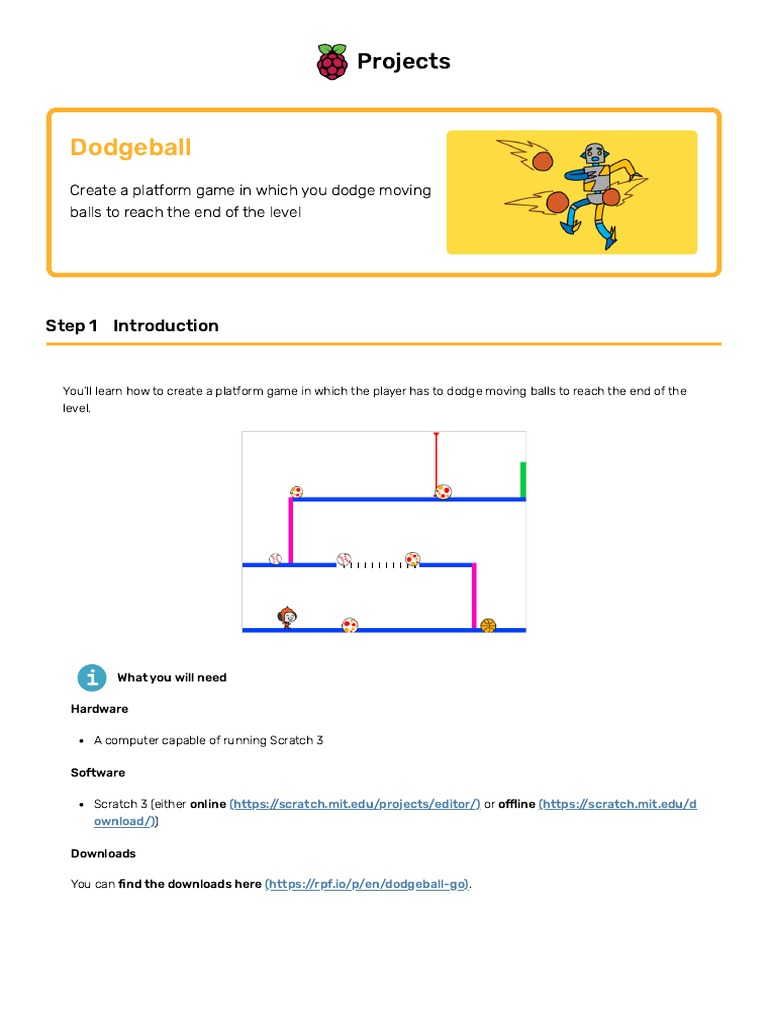 Dodgeball PDF Scratch (Programming Language) Online And Offline