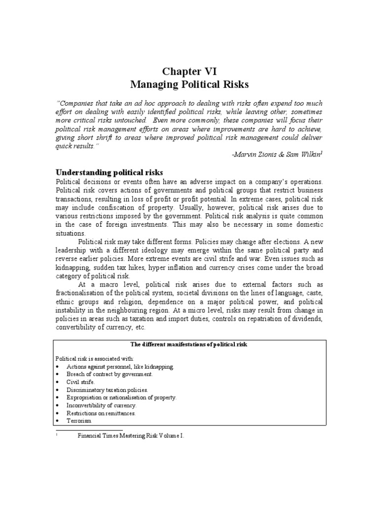 Managing Political Risks in Business | PDF | Bribery | Risk