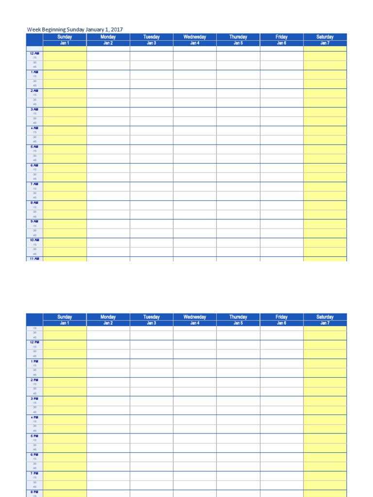 Weekly Schedule Calendar Pdf